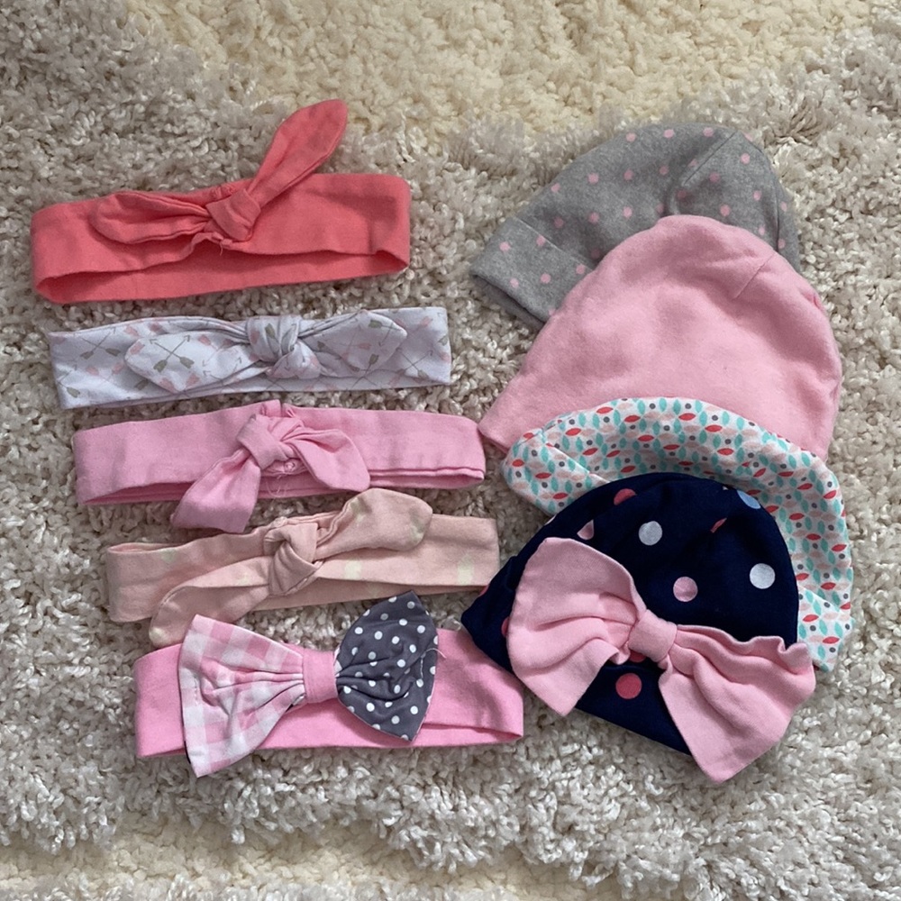 💗Bundle of bows & hats 0-6 Months